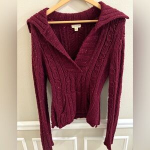 American Eagle Outfitters Maroon V-Neck Sweater